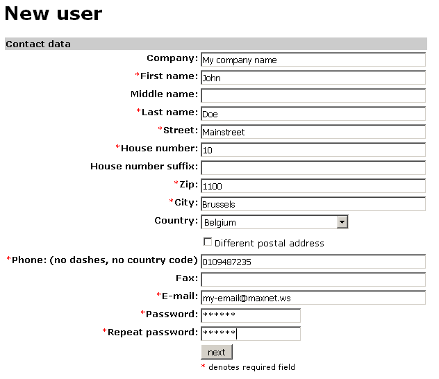 Account creation II